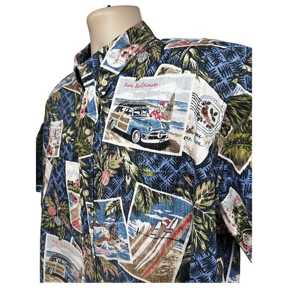 Reyn Spooner Mele Kalikimaka Vintage Santa Hawaiian Button Up Shirt XL Pocket - Picture 4 of 8